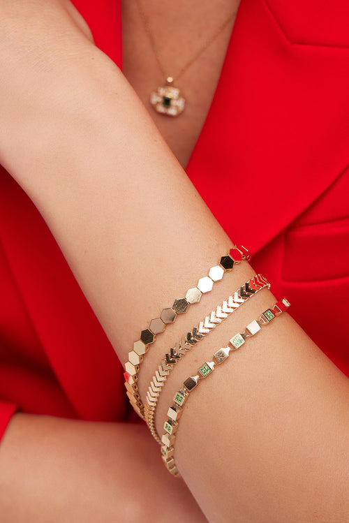 Load image 1 in gallery view. RENKLİ TAŞLI ALTIN  BİLEKLİK