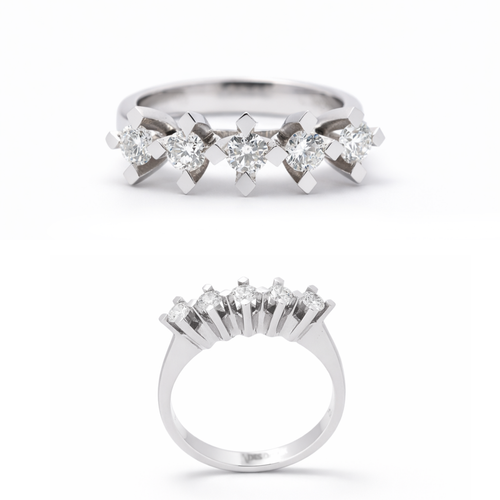 Load image 1 in gallery view. BEŞ TAŞ  PIRLANTA YÜZÜK