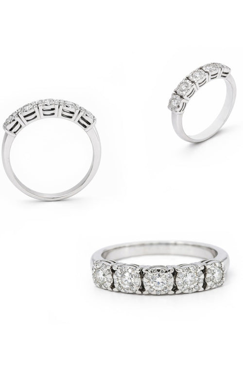 Galeri görünümünde 1 numaralı görseli yükle. BEŞ TAŞ PIRLANTA YÜZÜK