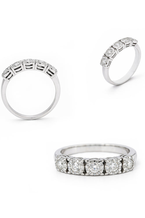 Galeri görünümünde 1 numaralı görseli yükle. BEŞ TAŞ PIRLANTA YÜZÜK