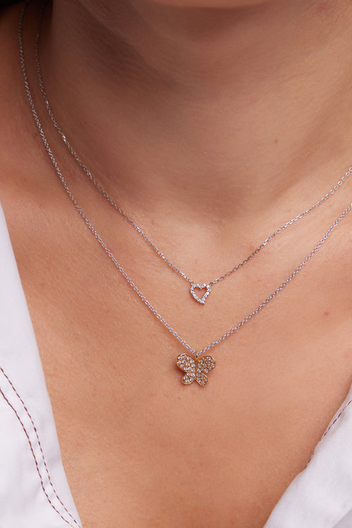 Galeri görünümünde 1 numaralı görseli yükle. KELEBEK PIRLANTA KOLYE