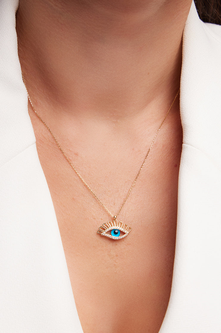 NAZAR BONCUKLU GÖZ ALTIN KOLYE