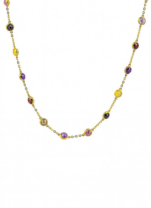 Load image 1 in gallery view. RENKLİ TAŞLI ALTIN KOLYE