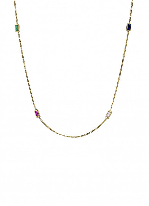 Load image 1 in gallery view. RENKLİ TAŞLI ALTIN KOLYE