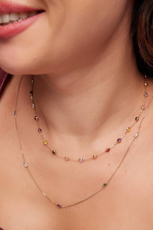 Load image 1 in gallery view. RENKLİ TAŞLI ALTIN KOLYE