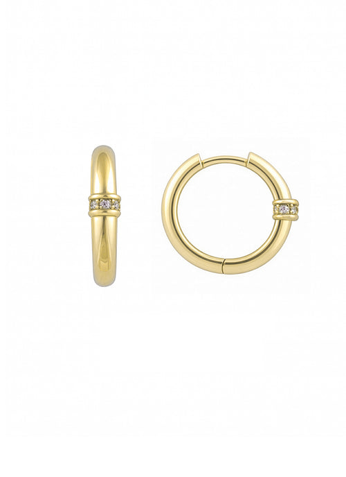 Load image 1 in gallery view. TAŞLI HALKA ALTIN KÜPE