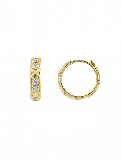 Load image 1 in gallery view. TAŞLI HALKA ALTIN KÜPE